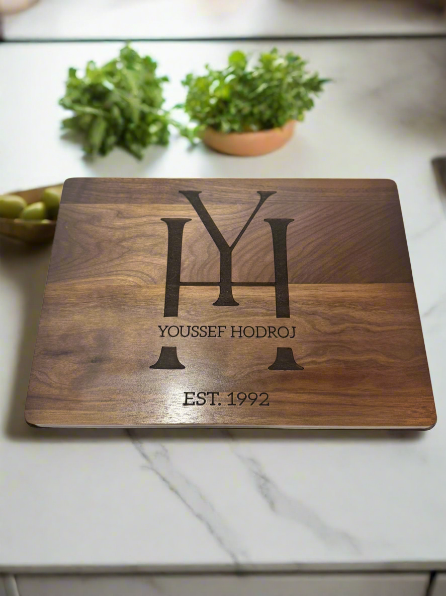 Custom Engraved Walnut Cutting Board – Premium Hardwood Kitchen Essential