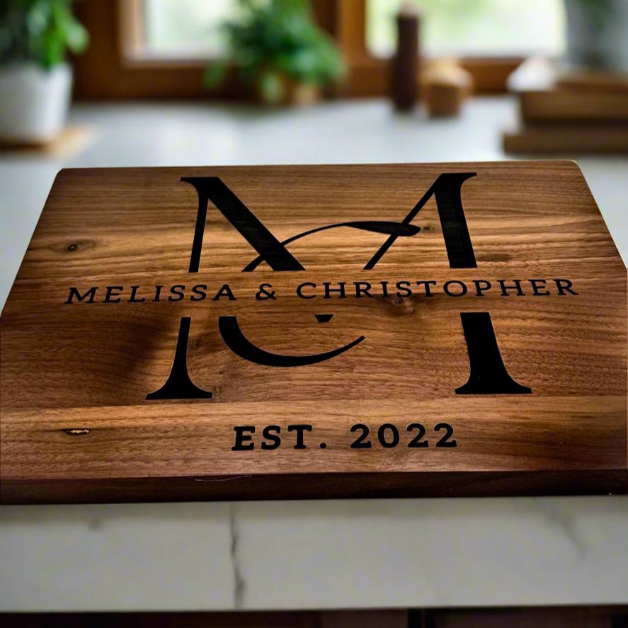 Custom Engraved Walnut Cutting Board – Premium Hardwood Kitchen Essential