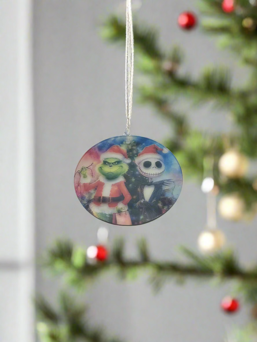 Personalized Holiday Ornaments - Christmas Village, Santa Claus, Snowman & More - Custom Family Portraits, Double-Sided