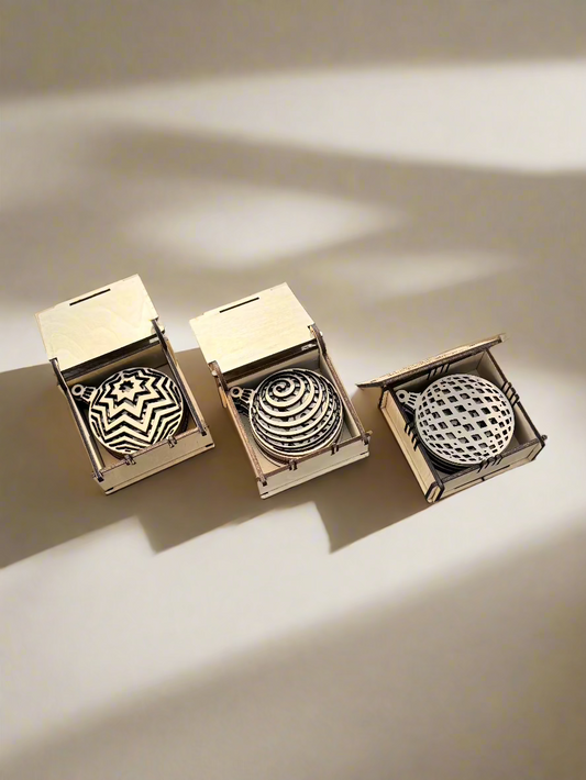 Christmas Ornaments Set in Custom Wooden Box - 8-Piece Holiday Decor - Perfect Gift & Tree Decoration