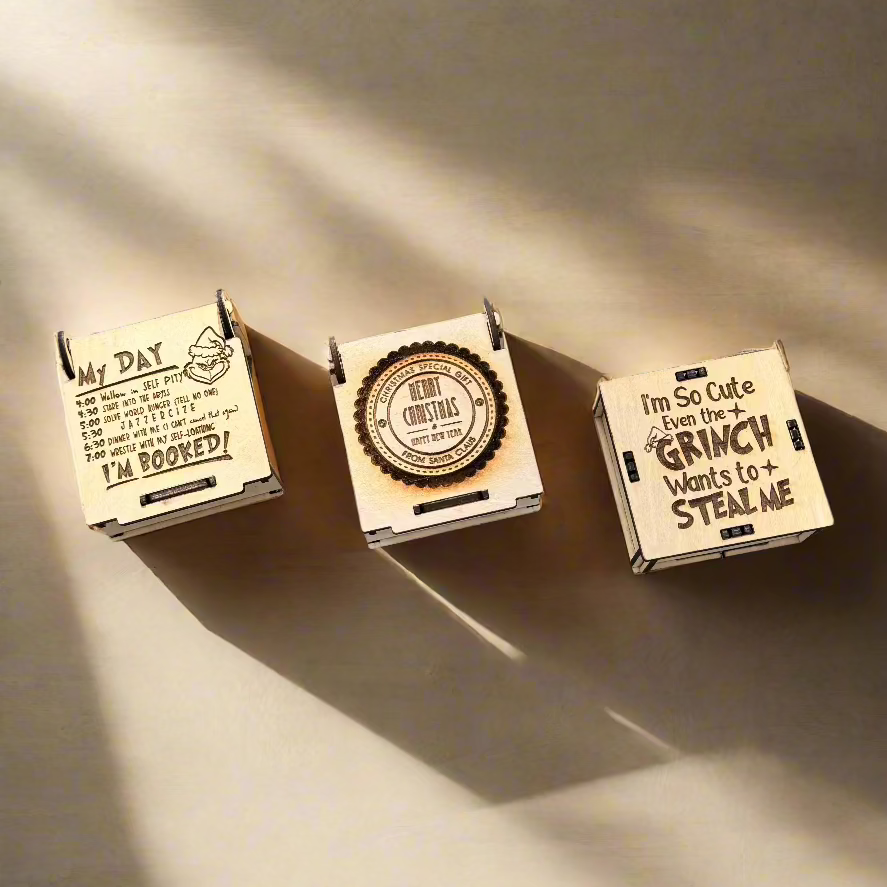 Christmas Ornaments Set in Custom Wooden Box - 8-Piece Holiday Decor - Perfect Gift & Tree Decoration