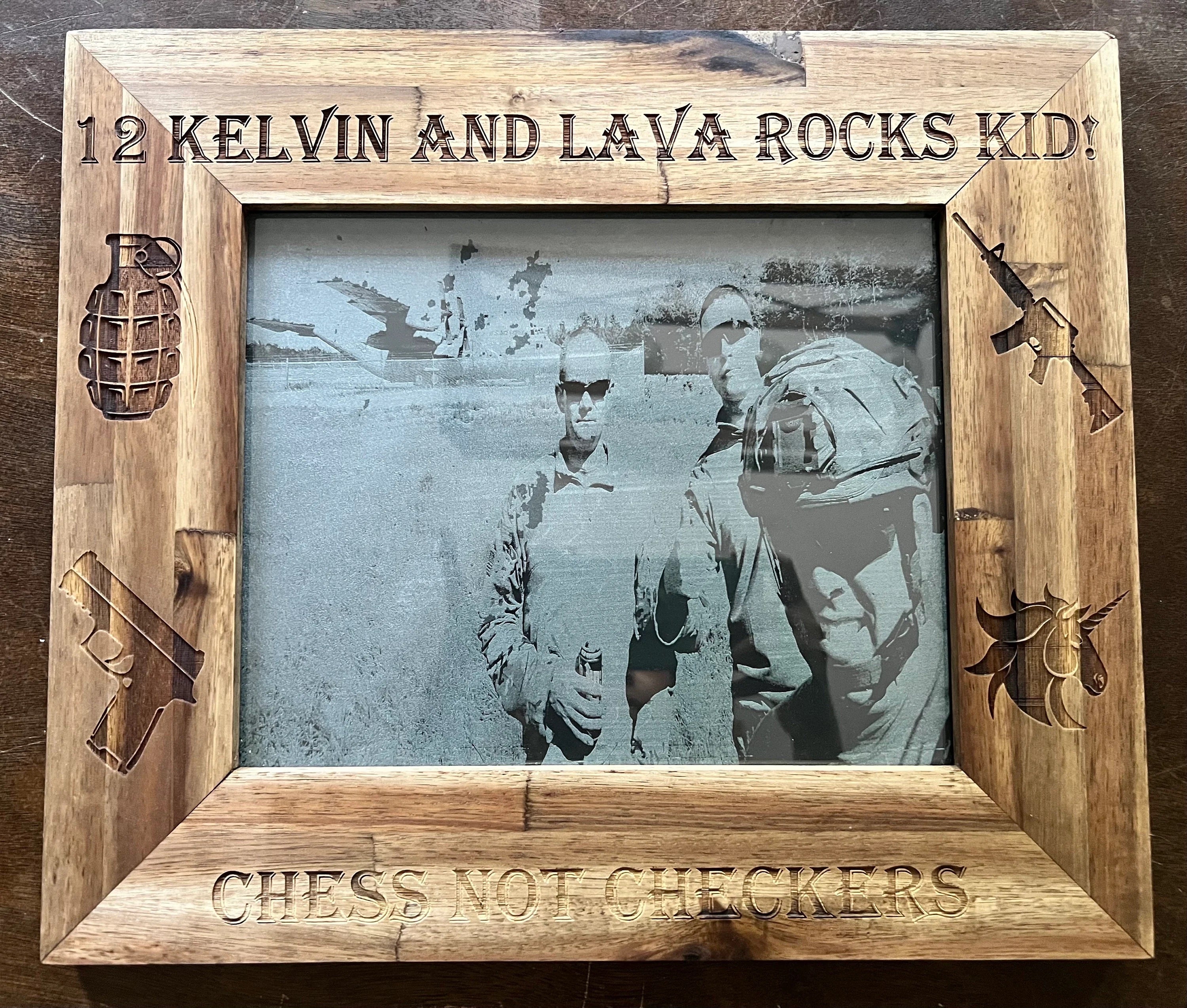 Laser Engraved Wood Frame & Photo b's Engravings