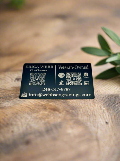 Custom Laser Engraved Metal Business Cards | Personalized Aluminum Business Cards | Professional Networking Cards