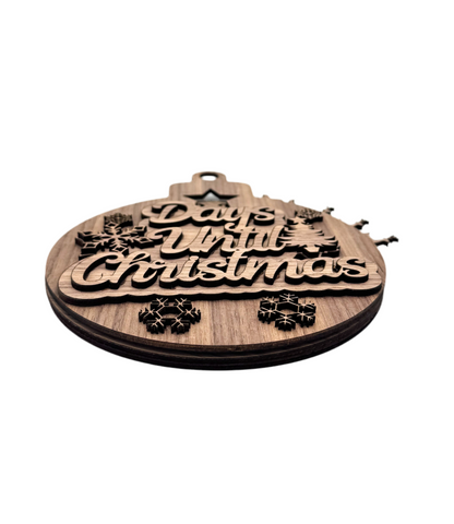 Christmas Edition Laser Cut Wood Countdown Calendar Ornament Gliding Sleigh + Reindeer