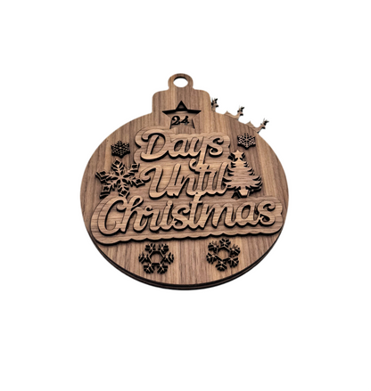 Christmas Edition Laser Cut Wood Countdown Calendar Ornament Gliding Sleigh + Reindeer