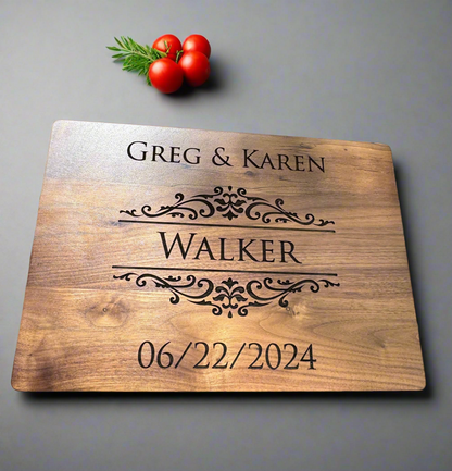 Custom Engraved Walnut Cutting Board | Personalized American Walnut