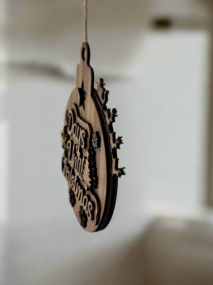 Christmas Edition Laser Cut Wood Countdown Calendar Ornament Gliding Sleigh + Reindeer