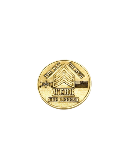 Small brass coin with engraved rank chevrons