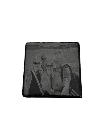 Custom Engraved Coaster | Personalized Wood & Slate Coaster Set
