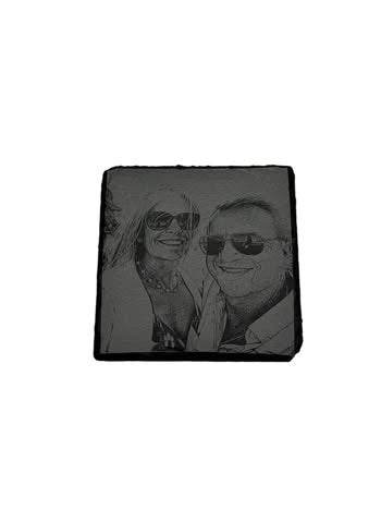 Custom Engraved Coaster | Personalized Wood & Slate Coaster Set
