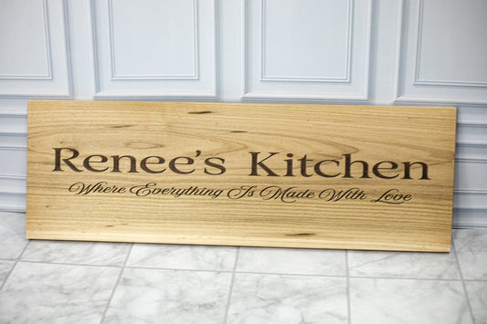 Custom Engraved Maple Wood Sign | Personalized Kitchen Sign | 24x8 Wall Decor