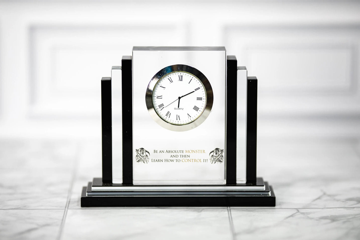 Custom Engraved Crystal Clock | 6" Personalized Optical Crystal Award