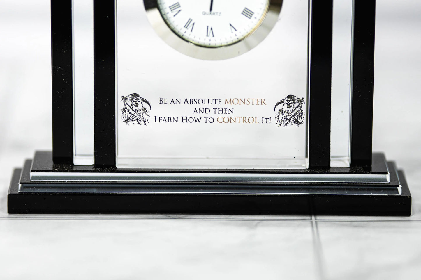 Custom Engraved Crystal Clock | 6" Personalized Optical Crystal Award
