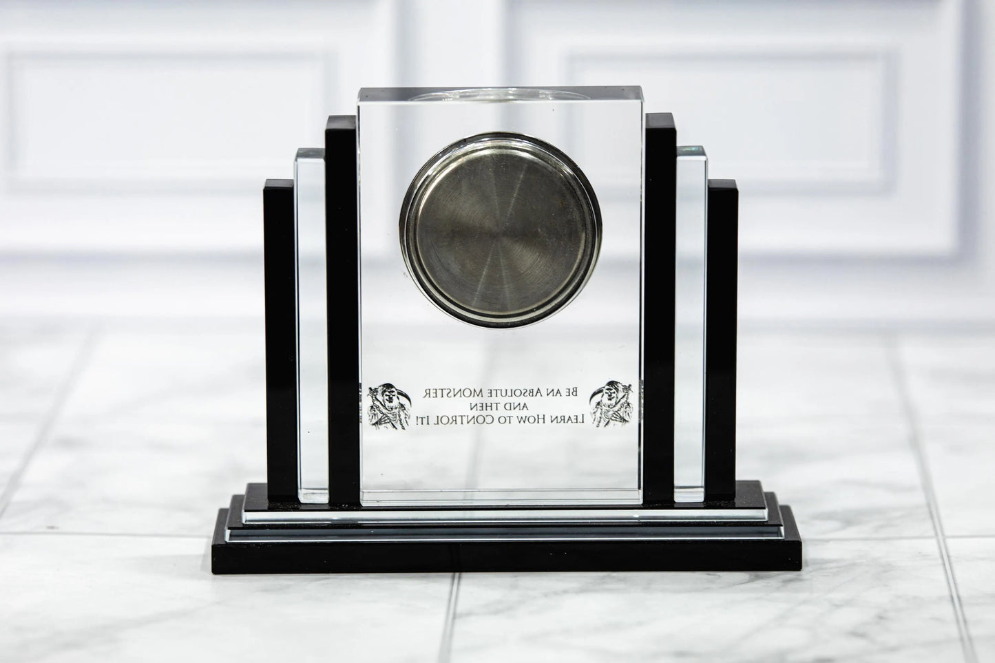 Custom Engraved Crystal Clock | 6" Personalized Optical Crystal Award