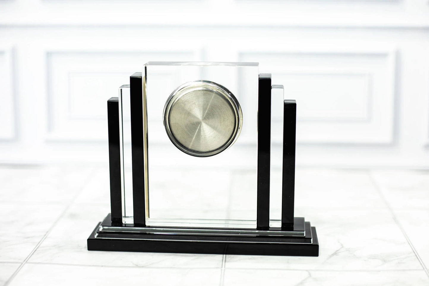 Custom Engraved Crystal Clock | 6" Personalized Optical Crystal Award