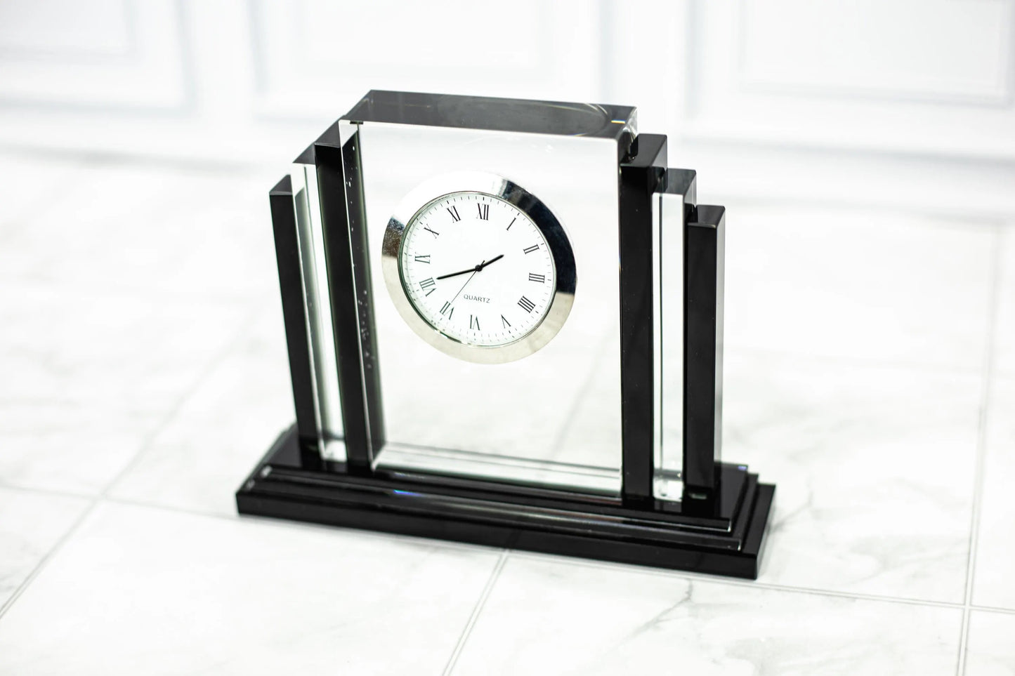 Custom Engraved Crystal Clock | 6" Personalized Optical Crystal Award