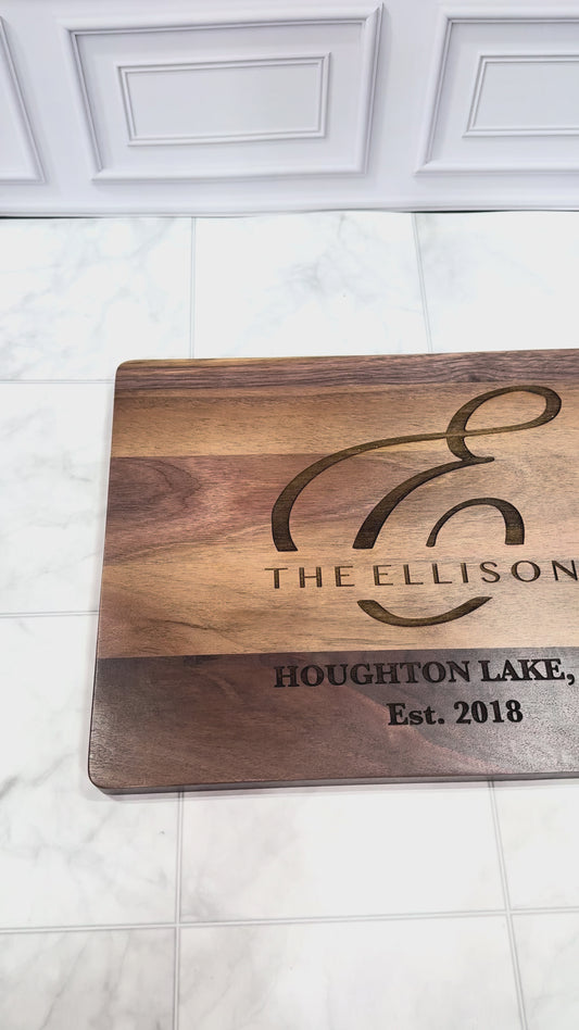 Custom Engraved Walnut Cutting Board | Premium Personalized Kitchen & Serving Board